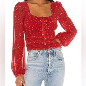 Free People Lolita Floral Boho Blouse